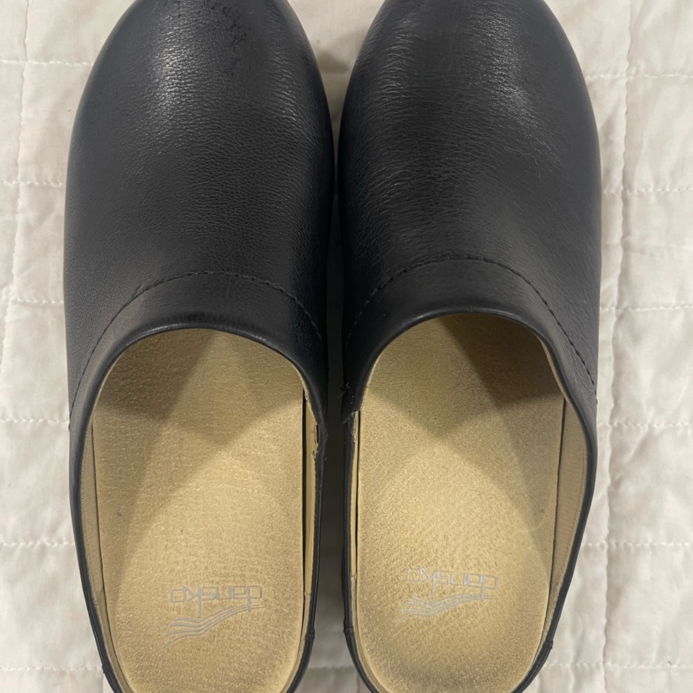 Black Leather Clogs